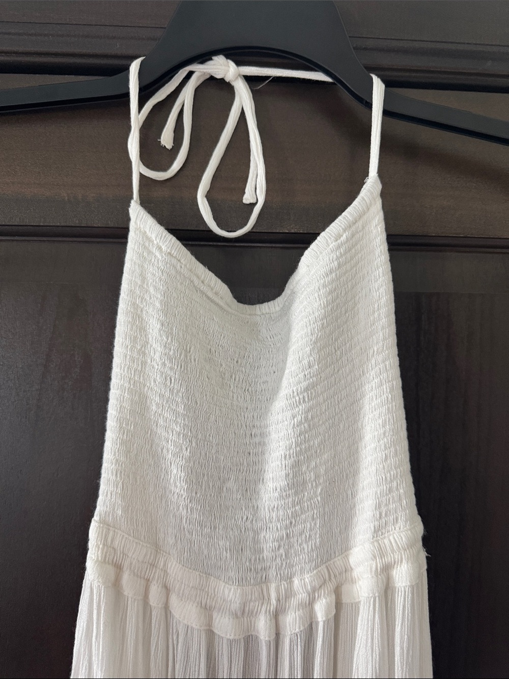 Free People White Halter Maxi Dress with Ruffled Hem - Picture 3 of 8